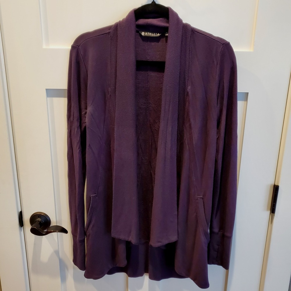 ATHLETA Pranayama Wrap Cardigan Womens Size XXS Yoga Workout Burgundy Athleisure